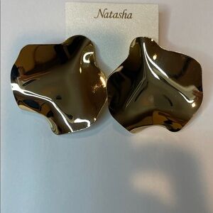 Gold Natasha 2.6”big petal Statement Earrings